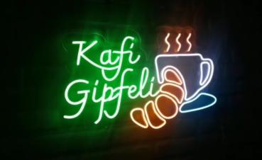 Kafi Gipfeli Neon Led Werbeleuchte für ihr Restaurant, Fastfoodladen!