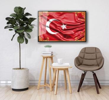 Türkische Flagge Art Design rechteckiges spezial Glasbild!
