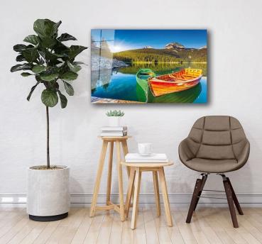 Wunderschöne Natur & See Art Design rechteckiges spezial Glasbild!
