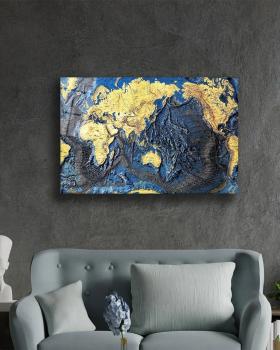 Weltkarte Art Design rechteckiges spezial Glasbild!