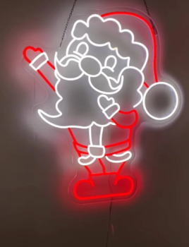 Neon Led Santa Claus 3D wall lamp for your home, office or shop!