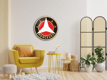 Mercedes Vintage Logo Art Design round special Glass Picture!