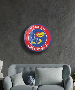Kansas Jayhawks Art Design rundes spezial Glasbild!