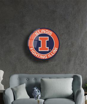 Illinois Fighting Illini Art Design rundes spezial Glasbild!