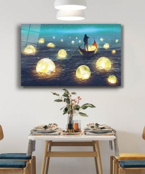 Moons in the see Art Design rectangular special Glass Picture!