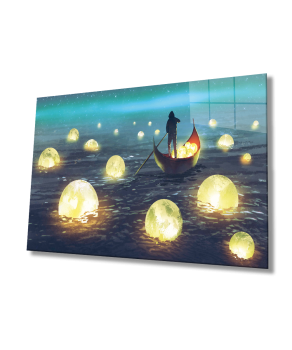 Moons in the see Art Design rectangular special Glass Picture!