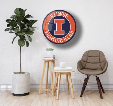 Illinois Fighting Illini Art Design rundes spezial Glasbild!
