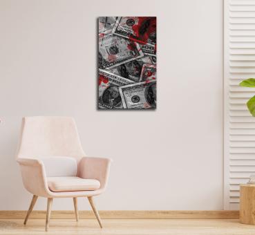 Bloody Dollars Art Design rechteckiges spezial Glasbild!