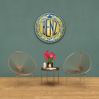 Mercedes Vintage Logo Art Design round special Glass Picture!
