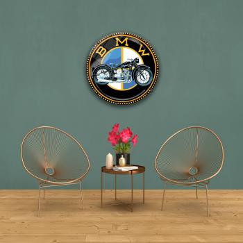 Bmw Motorrad Retro Art Design round special Glass Picture!