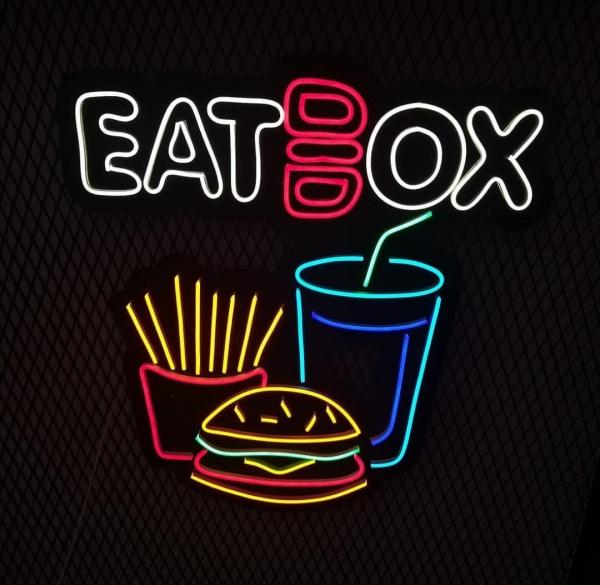 Eat Box Neon Led Werbeleuchte für ihr Restaurant, Fastfoodladen!
