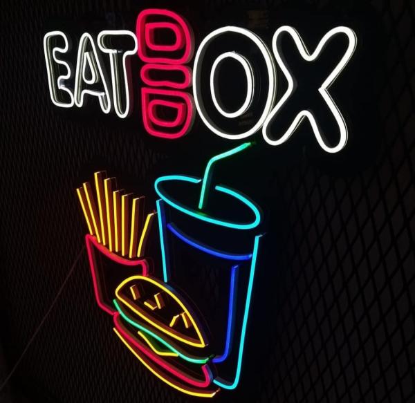 Eat Box Neon Led Werbeleuchte für ihr Restaurant, Fastfoodladen!