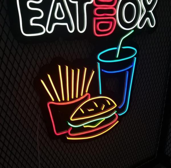 Eat Box Neon Led Werbeleuchte für ihr Restaurant, Fastfoodladen!