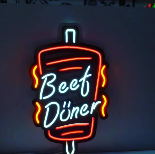 Beef Döner Neon Led Werbeleuchte für ihr Restaurant, Fastfoodladen!