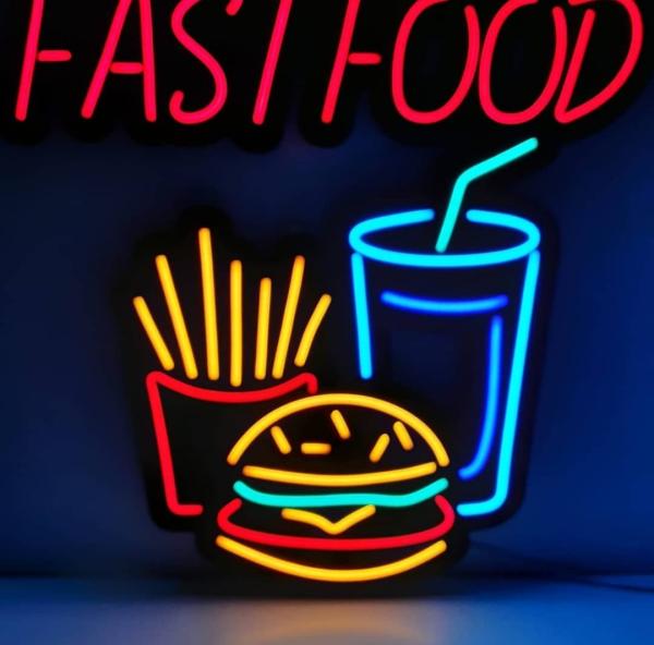 Fast Food Neon Led Werbeleuchte für ihr Restaurant, Fastfoodladen!
