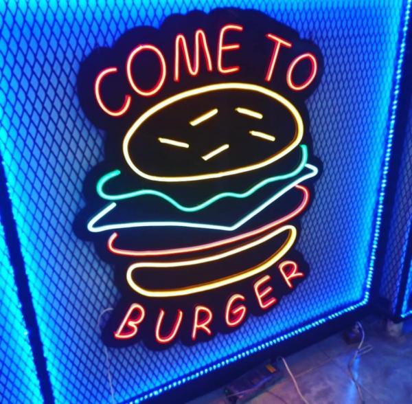 Come to Burger Neon Led Werbeleuchte für ihr Restaurant, Fastfoodladen!