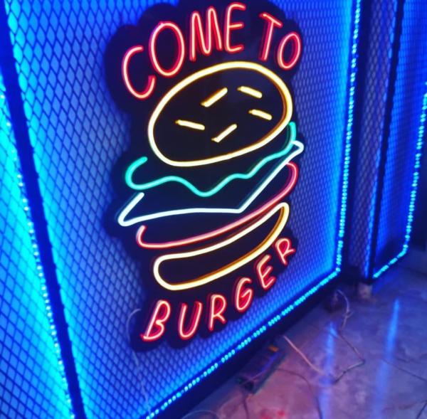 Come to Burger Neon Led Werbeleuchte für ihr Restaurant, Fastfoodladen!