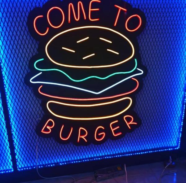 Come to Burger Neon Led Werbeleuchte für ihr Restaurant, Fastfoodladen!